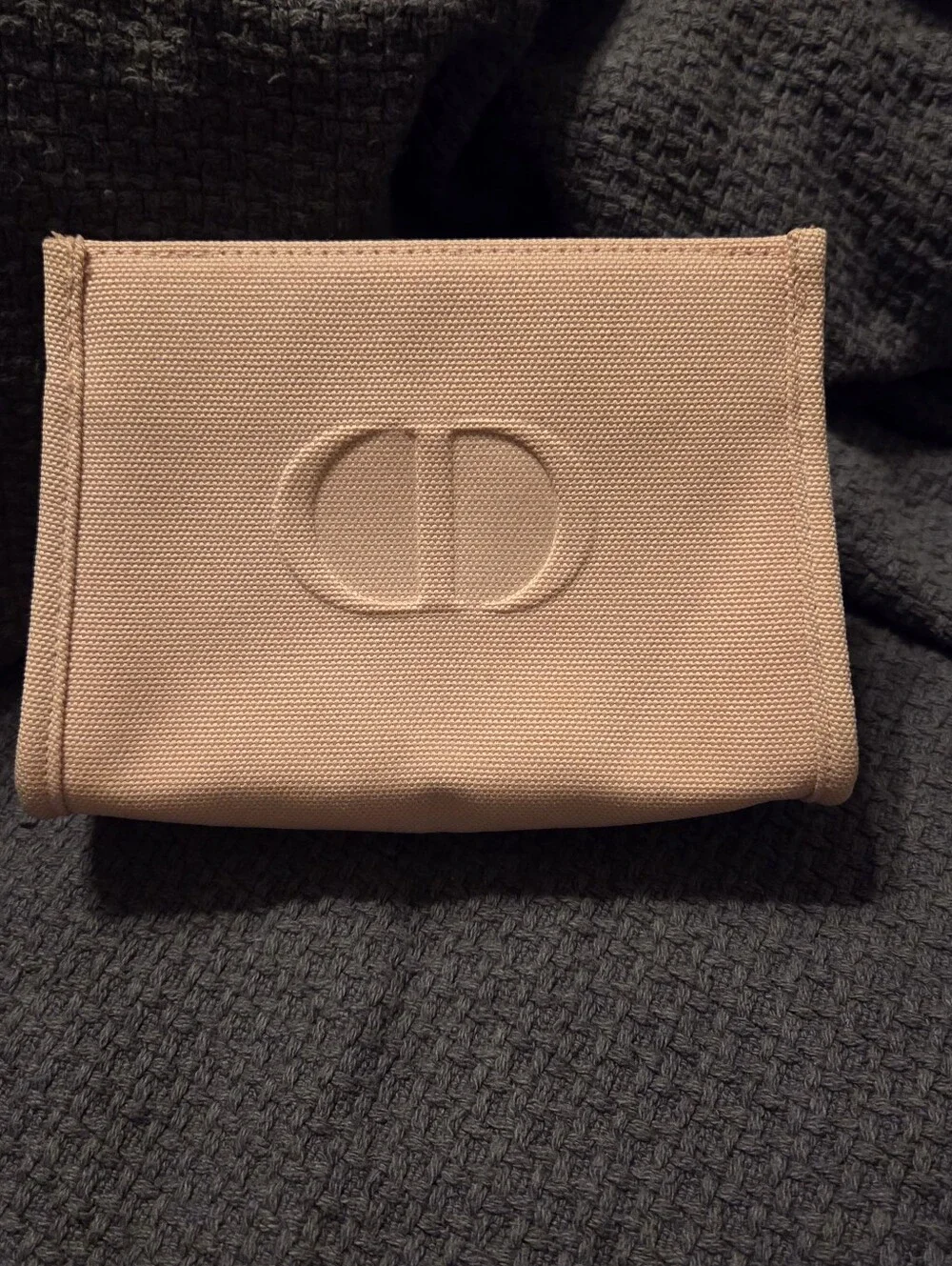 Dior Beauté Pink Cosmetic Pouch – Embossed CD Logo Makeup Bag